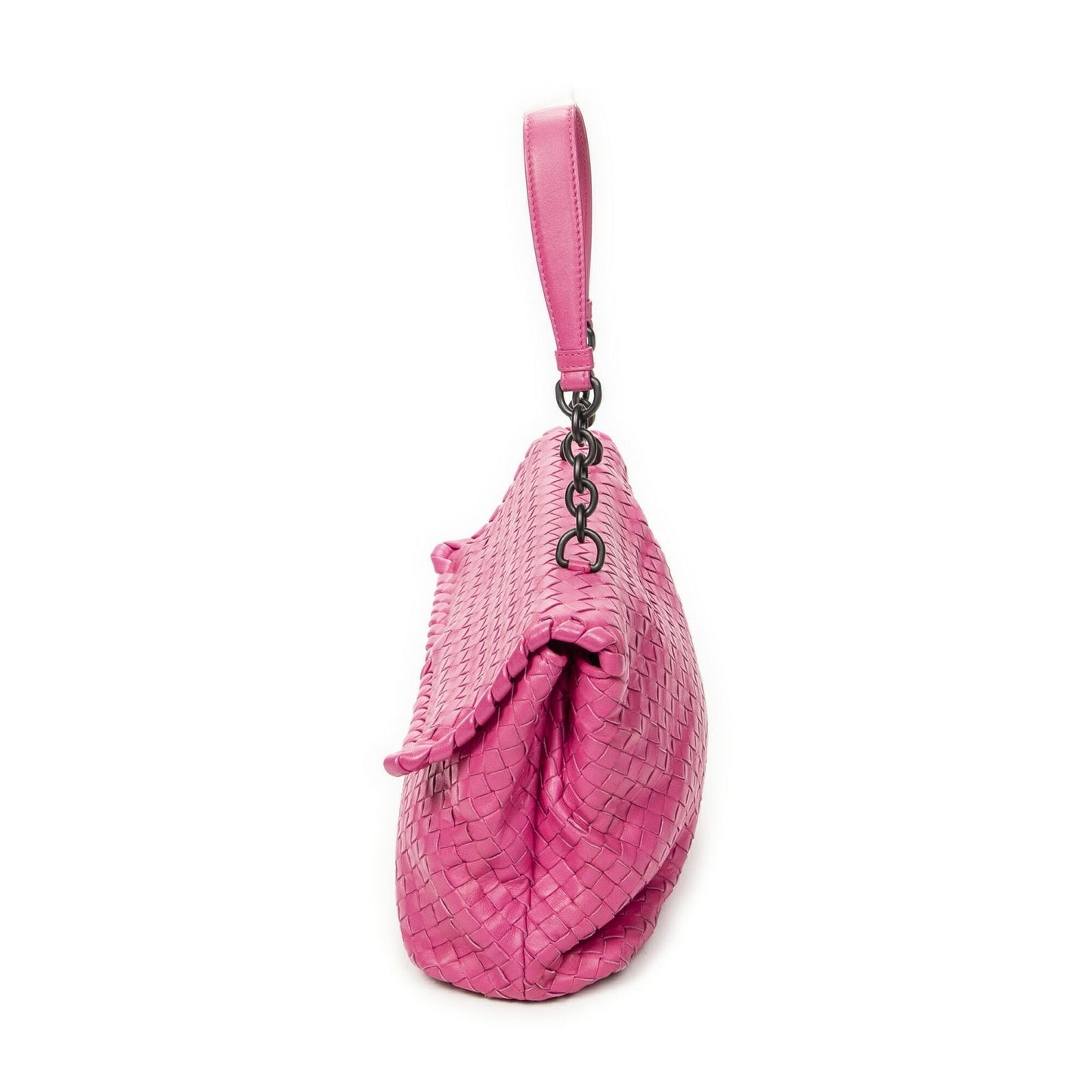 Bottega Veneta Olympia Top Handle Fuchsia Pink Intrecciato Leather — view 3