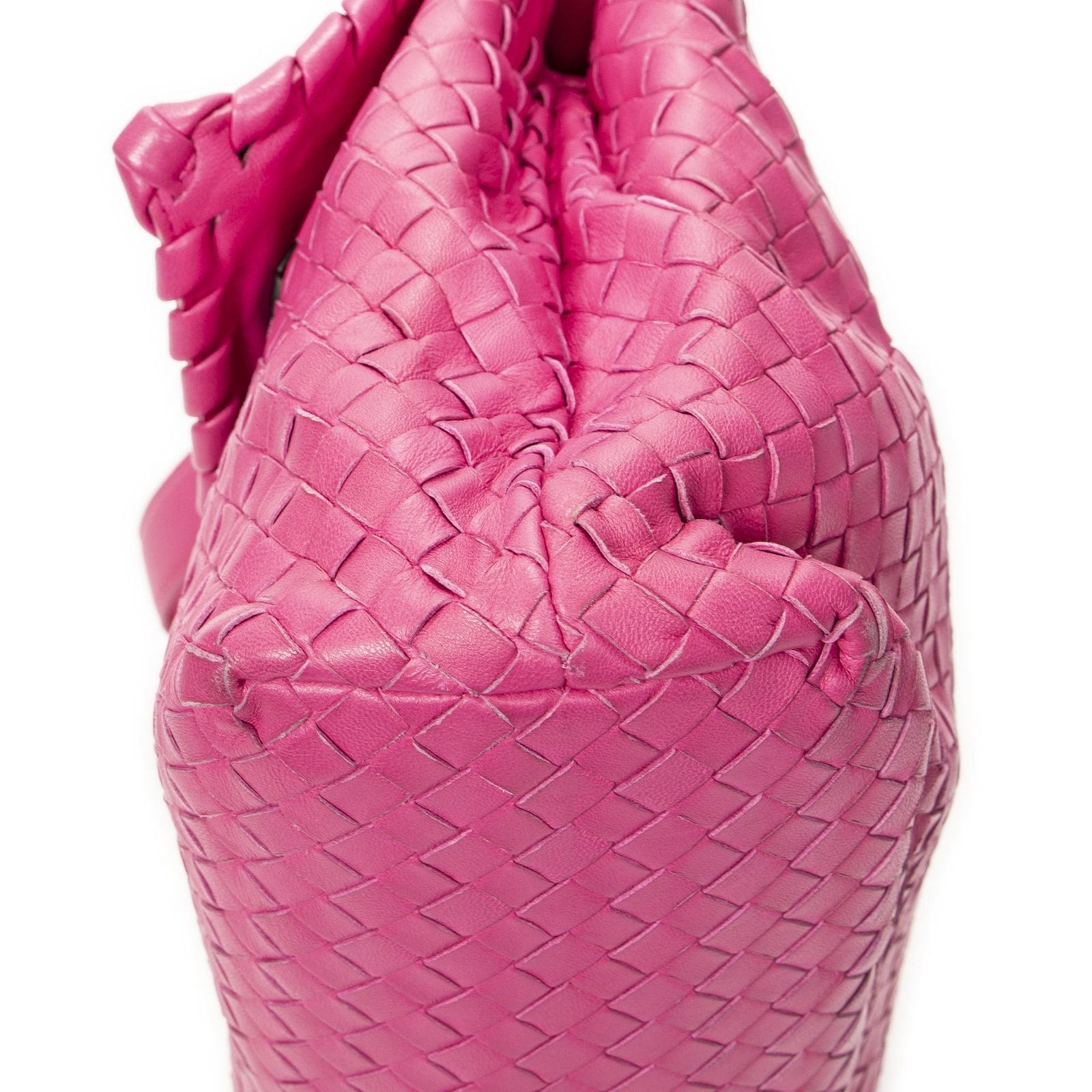 Bottega Veneta Olympia Top Handle Fuchsia Pink Intrecciato Leather — view 8