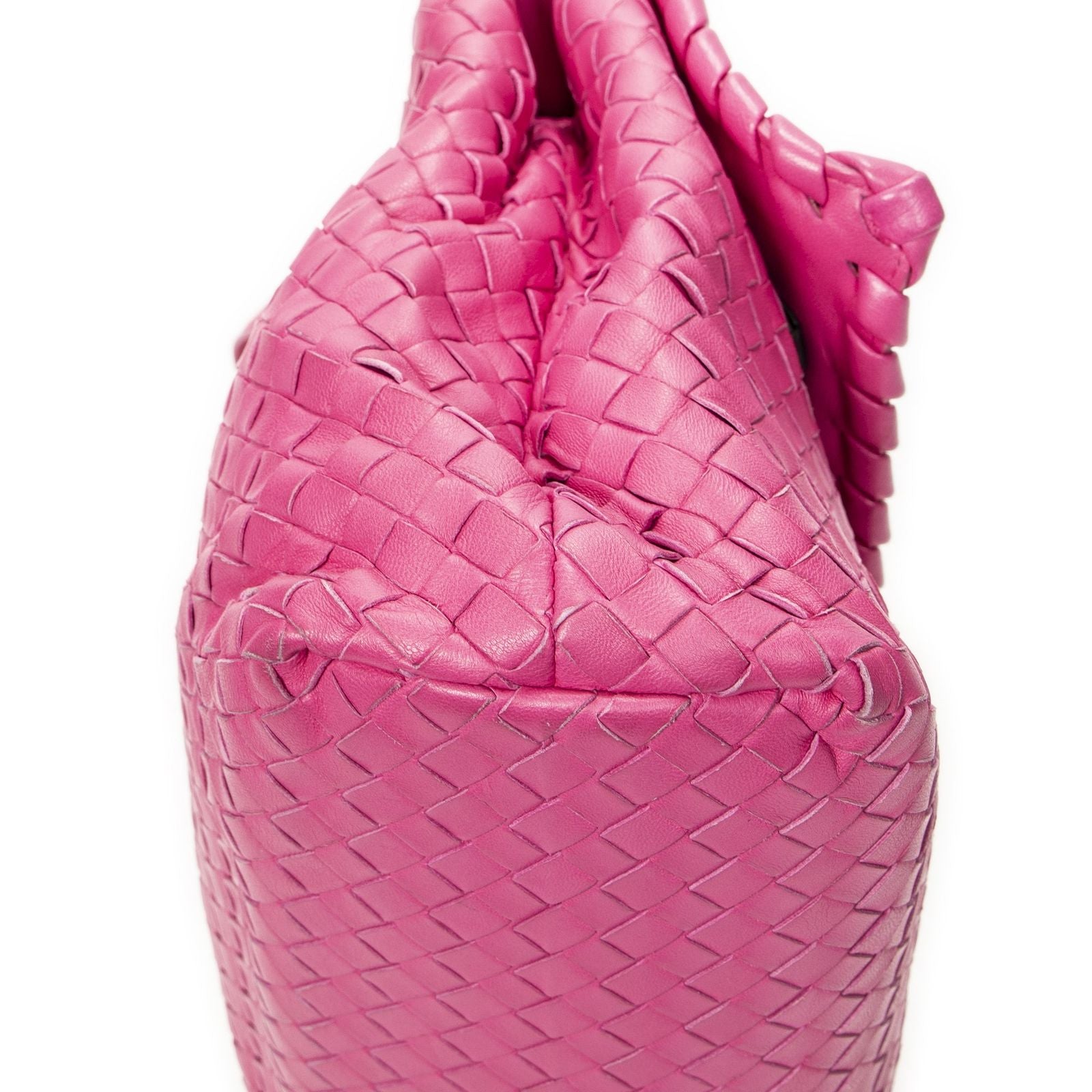 Bottega Veneta Olympia Top Handle Fuchsia Pink Intrecciato Leather — view 7
