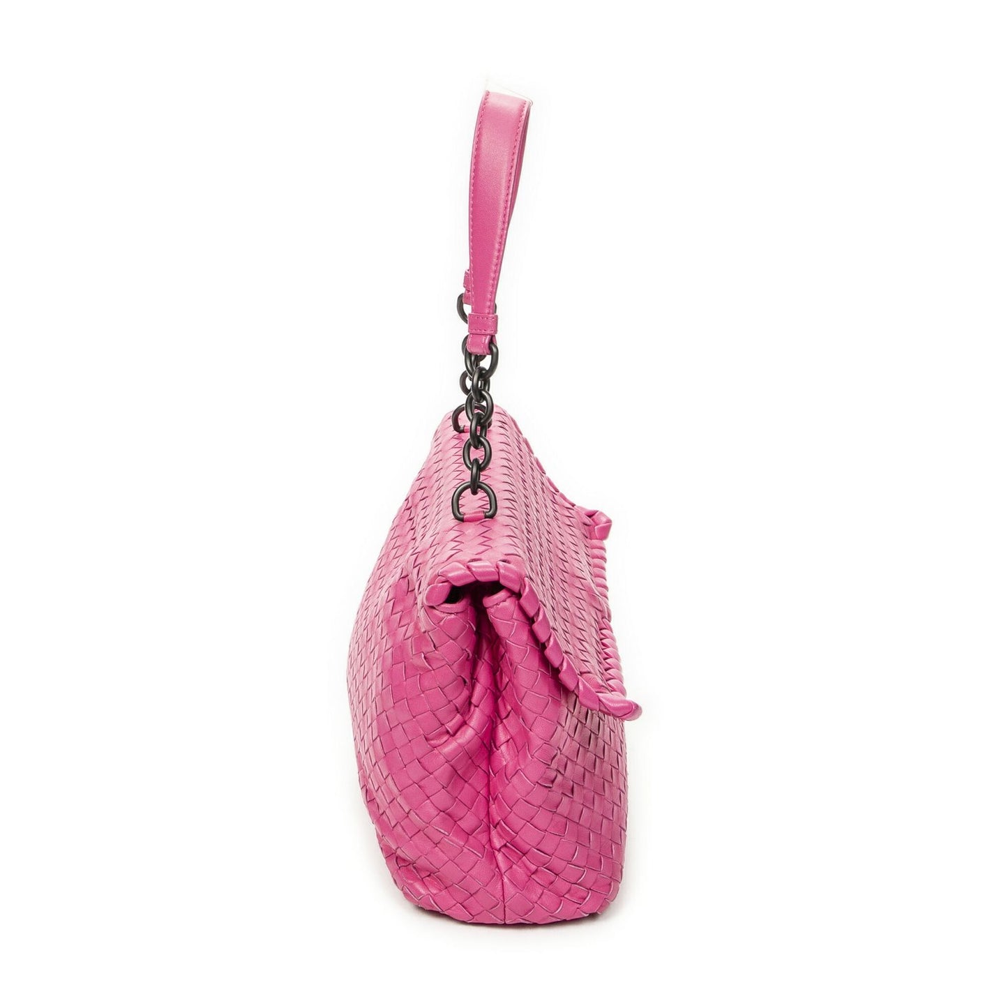 Bottega Veneta Olympia Top Handle Fuchsia Pink Intrecciato Leather — view 4