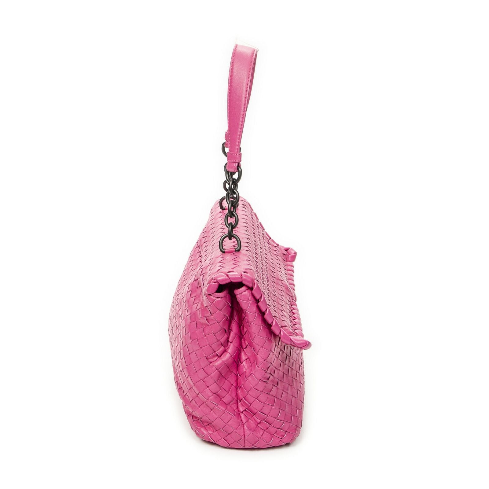 Bottega Veneta Olympia Top Handle Fuchsia Pink Intrecciato Leather — view 4