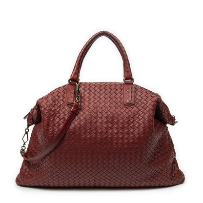 Bottega Veneta Large Convertible Tote Red Intrecciato Leather