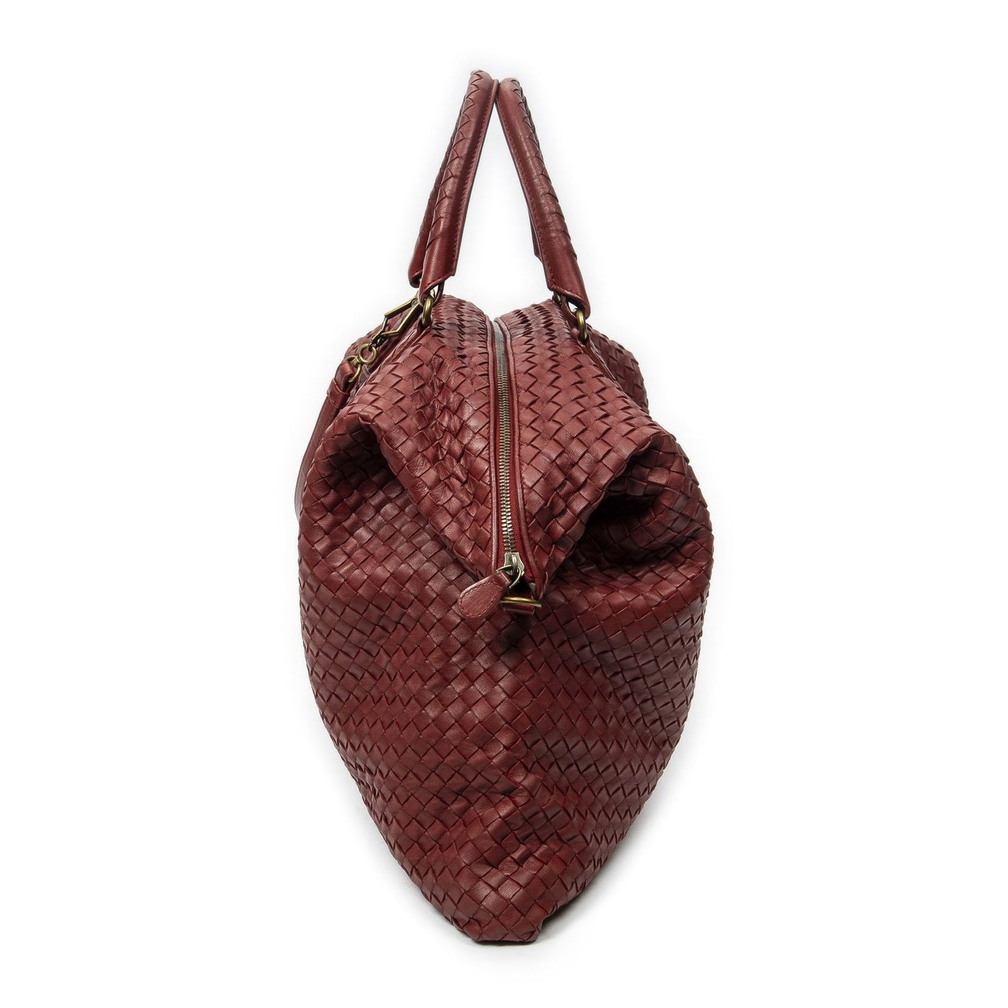 Bottega Veneta Large Convertible Tote Red Intrecciato Leather — view 3