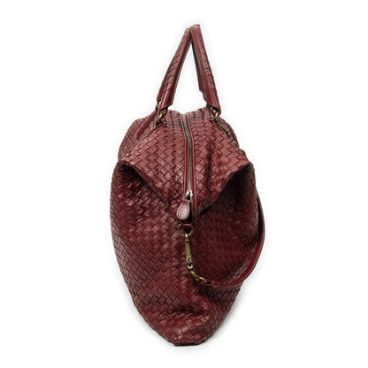 Bottega Veneta Large Convertible Tote Red Intrecciato Leather — view 4