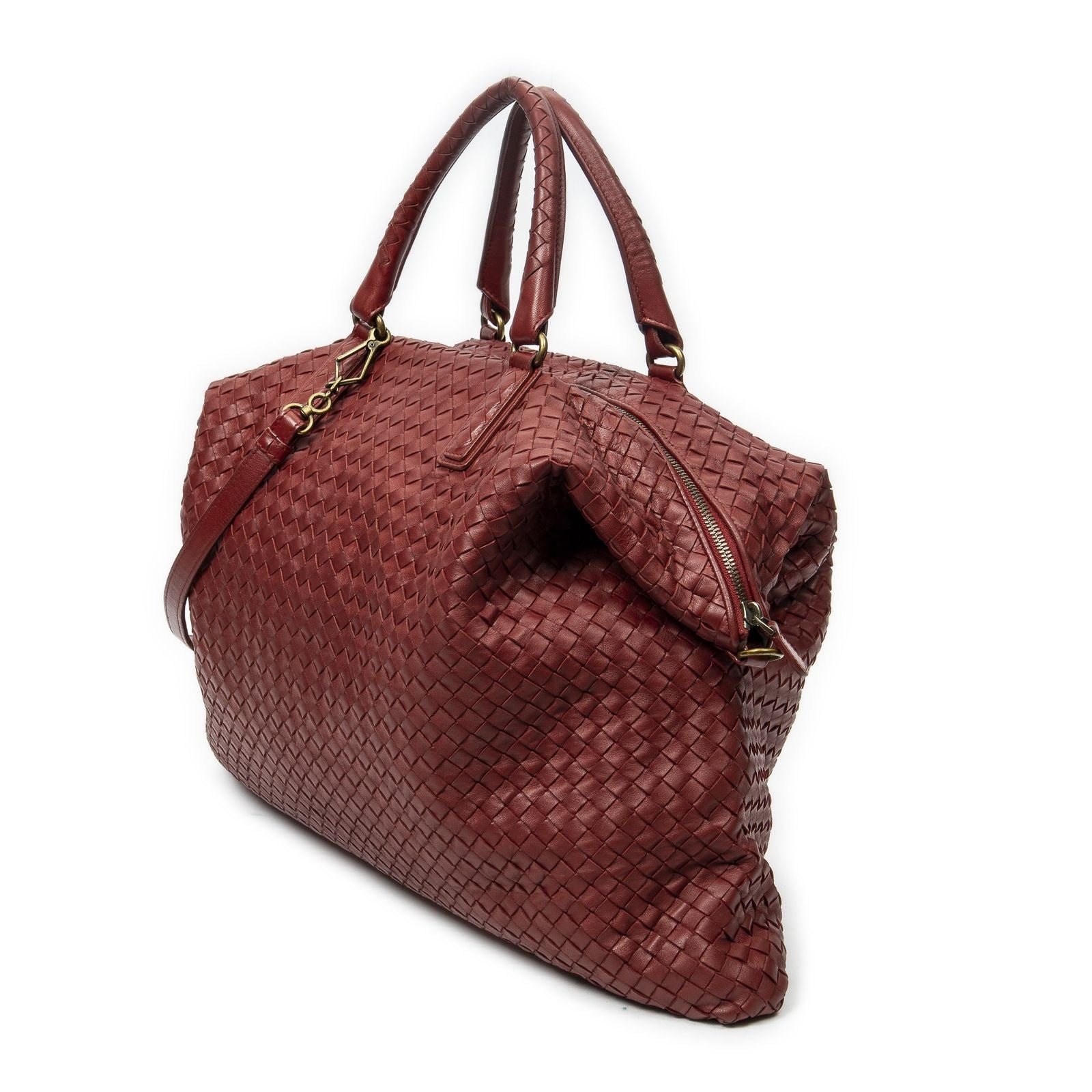 Bottega Veneta Large Convertible Tote Red Intrecciato Leather — view 2
