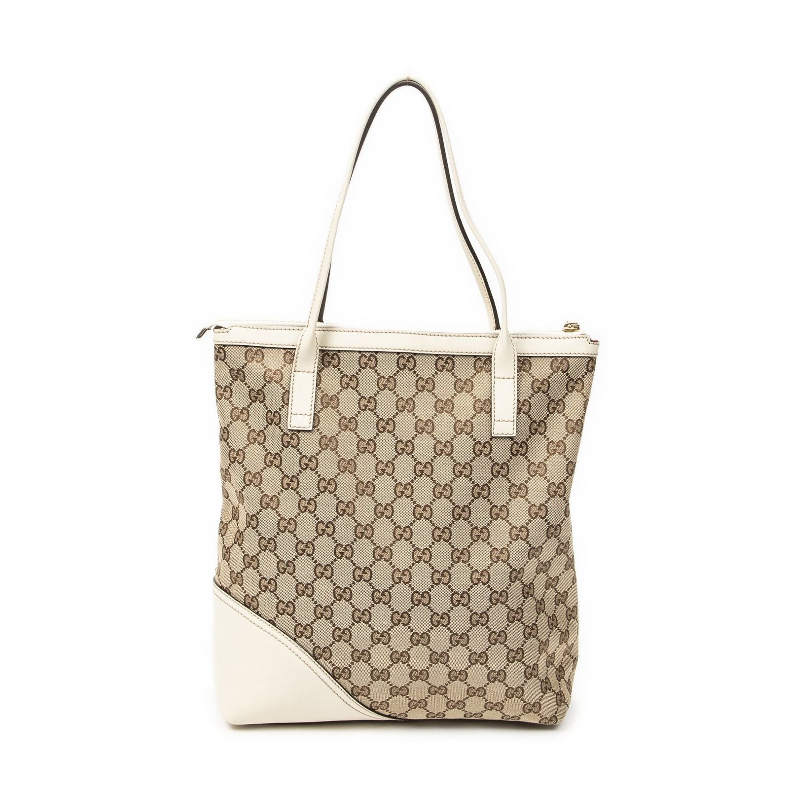 Gucci Vertical Brit Tote Ivory Beige GG Canvas — view 5