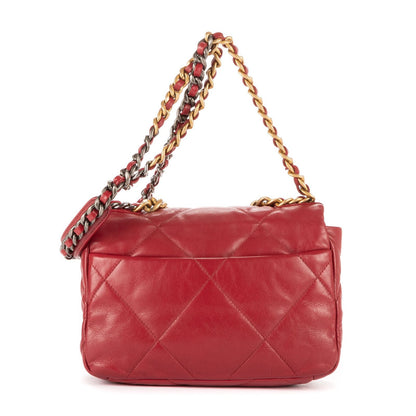 Chanel Classic 19 Flap Bar Burgundy Calfskin Leather — view 4