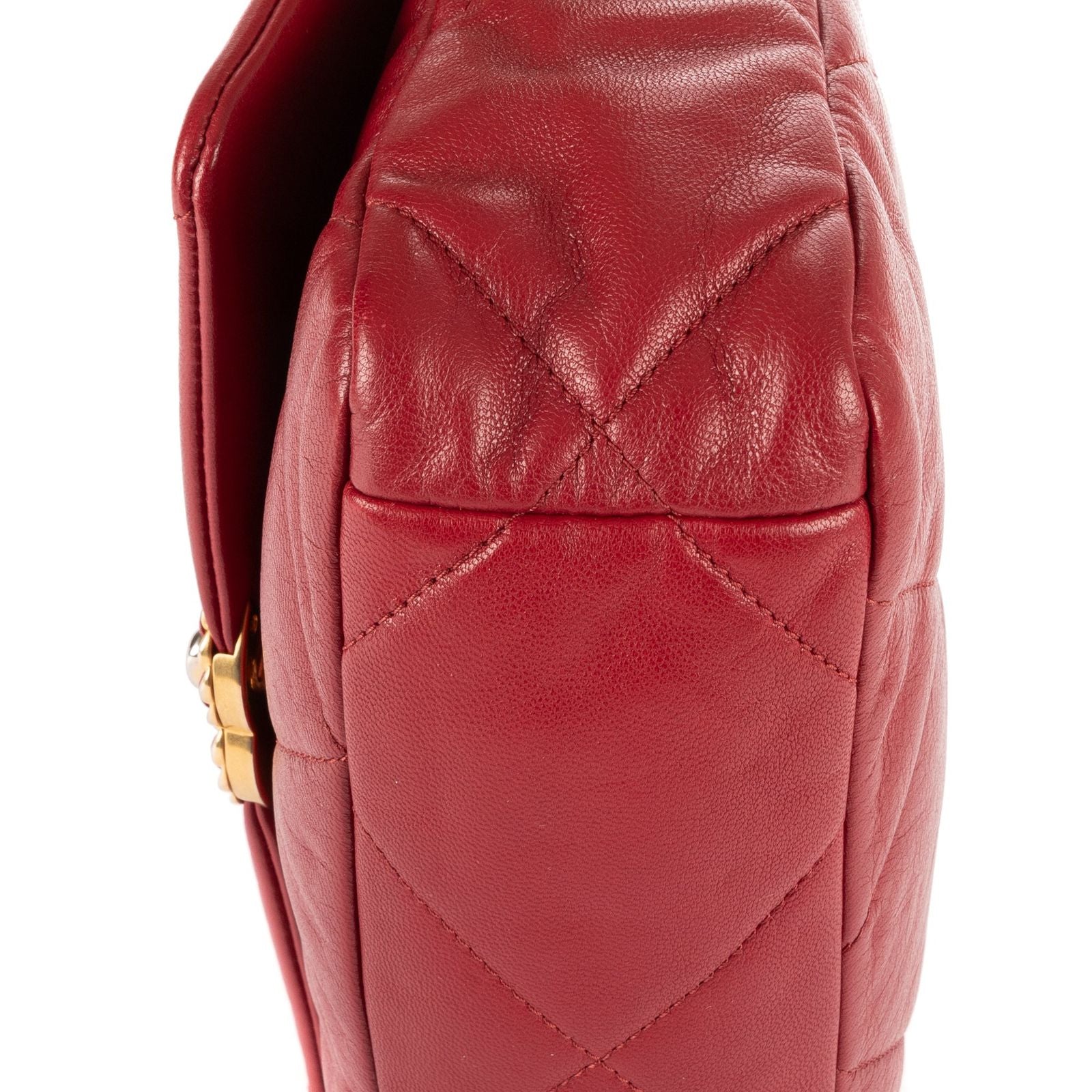 Chanel Classic 19 Flap Bar Burgundy Calfskin Leather — view 8