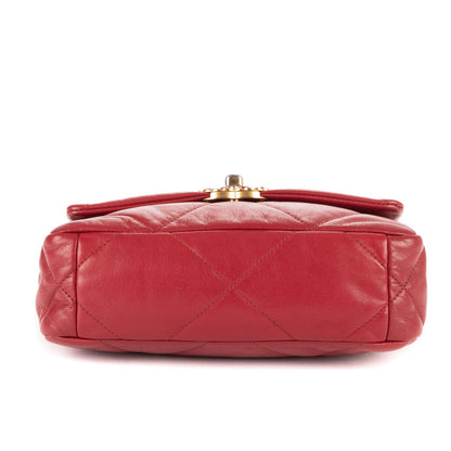 Chanel Classic 19 Flap Bar Burgundy Calfskin Leather — view 6