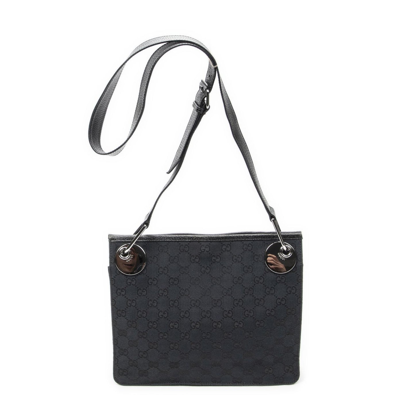 Gucci Eclipse Crossbody Shoulder Bag Black GG Canvas