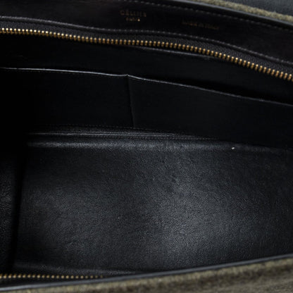 Celine Small Tricolor Trapeze Green Black Navy Felt Canvas Messenger Bag — view 9