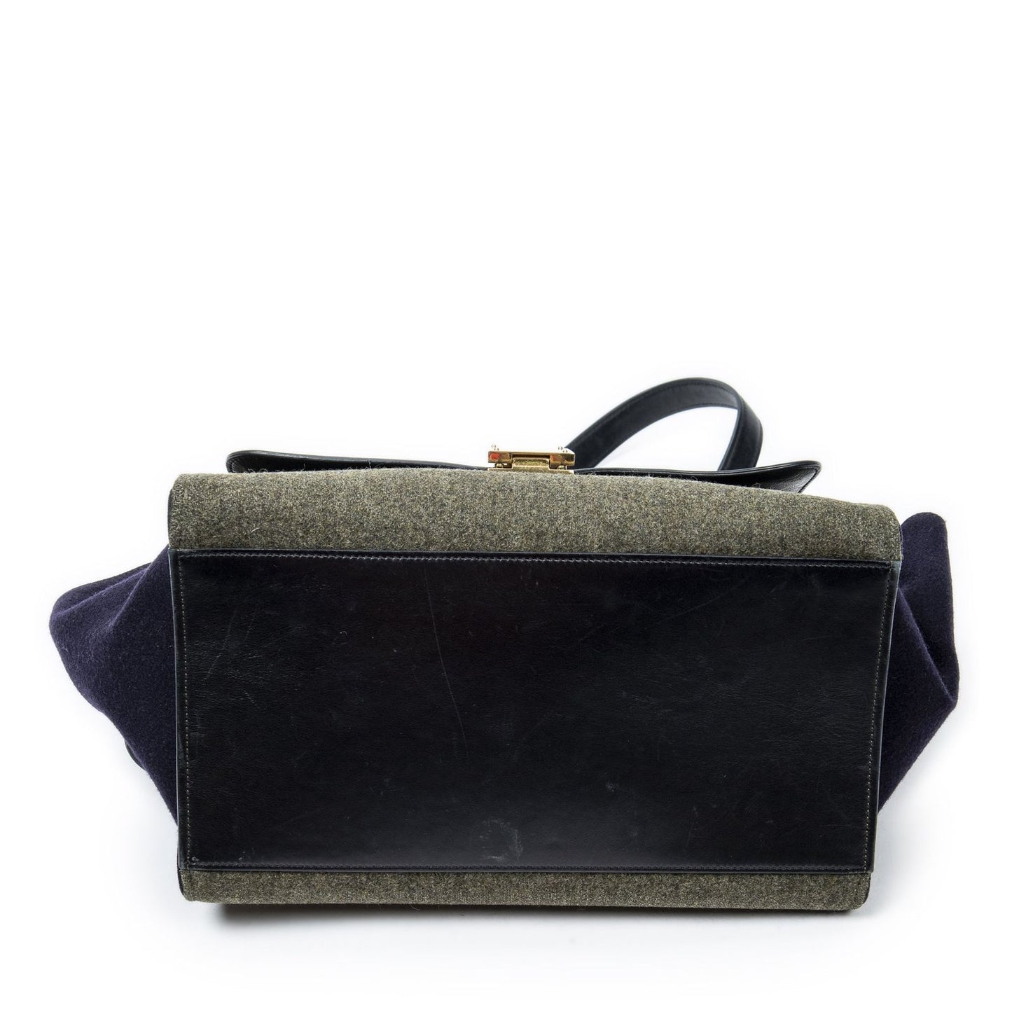Celine Small Tricolor Trapeze Green Black Navy Felt Canvas Messenger Bag — view 6