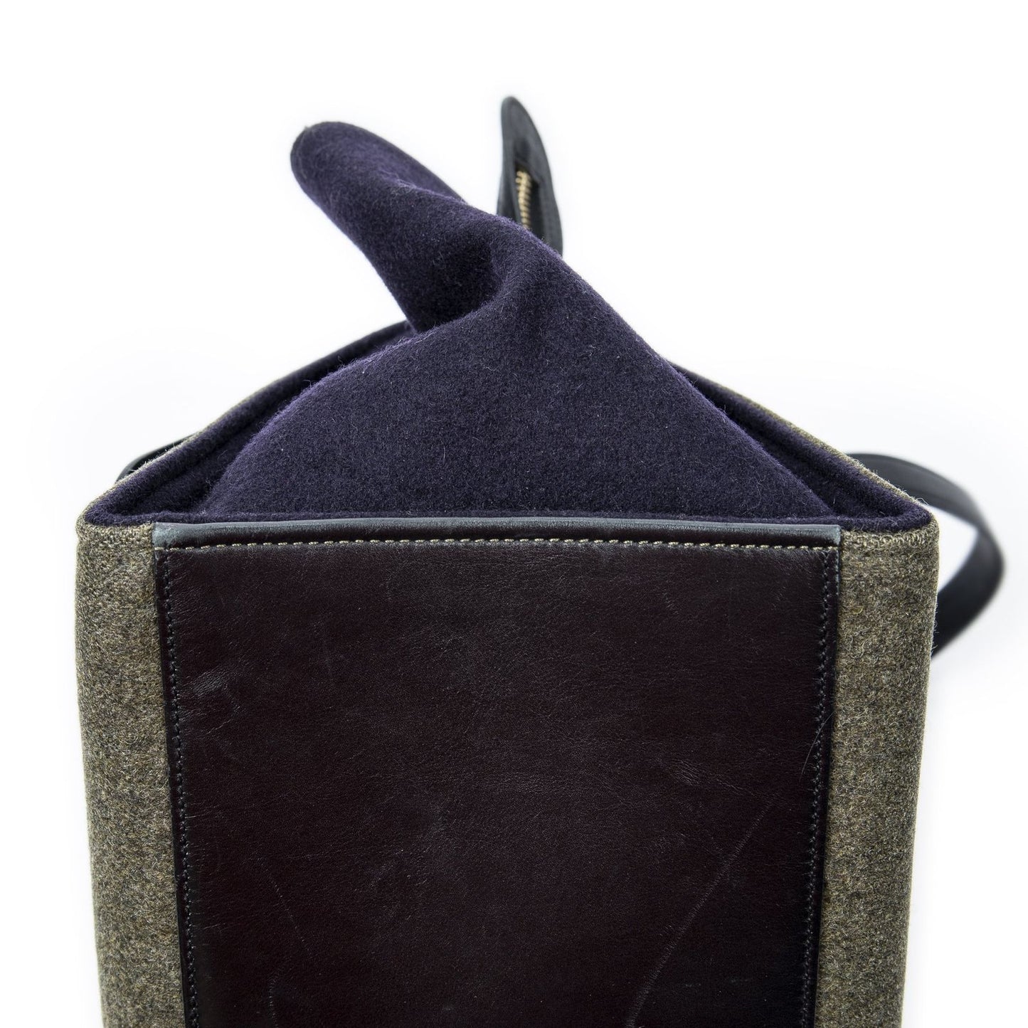 Celine Small Tricolor Trapeze Green Black Navy Felt Canvas Messenger Bag — view 7