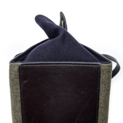 Celine Small Tricolor Trapeze Green Black Navy Felt Canvas Messenger Bag — view 7