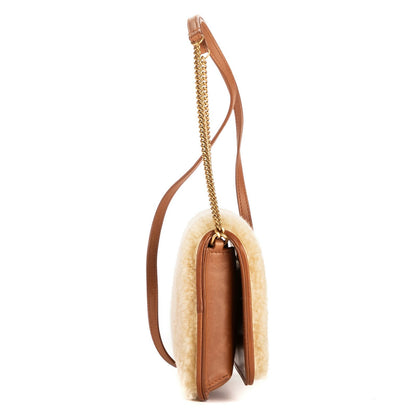 Saint Laurent Yves Lou Shearling Pochette Beige Brown Sheep Fur Pouch — view 4