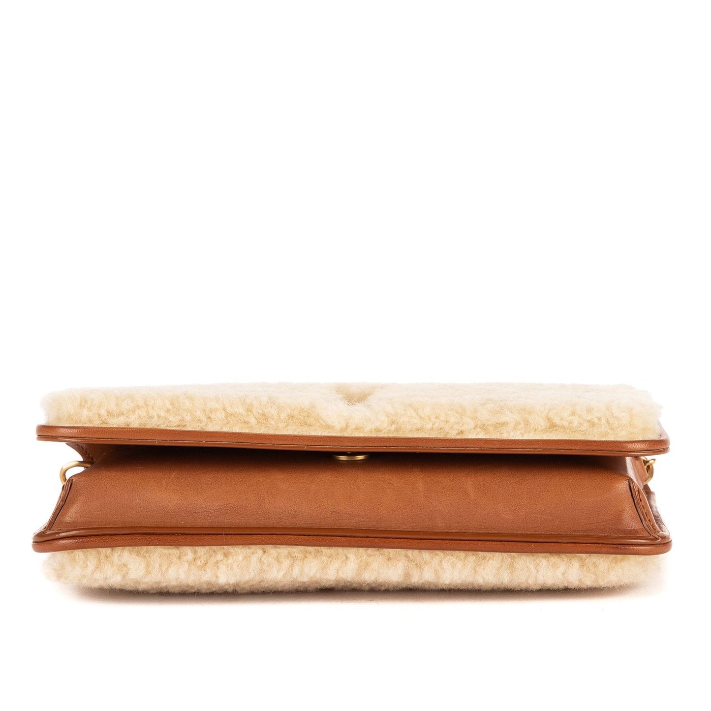 Saint Laurent Yves Lou Shearling Pochette Beige Brown Sheep Fur Pouch — view 6