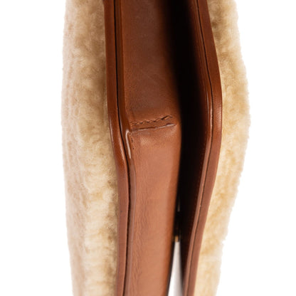 Saint Laurent Yves Lou Shearling Pochette Beige Brown Sheep Fur Pouch — view 7