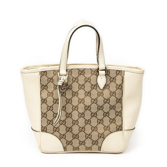 Gucci Small Bree Tote Ivory Beige GG Canvas