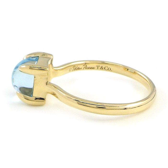 Tiffany & Co Ring Sugar Stack Cabochon Cut Blue Topaz 18k Yellow Gold — view 2