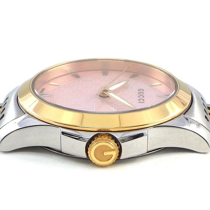 Gucci Watch Timeless 126.5 Date Luminous Hand GG Pattern Pink Shell Dial SS — view 2