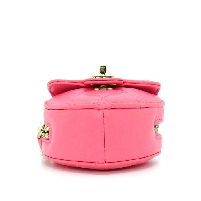 Chanel Shoulder Bag Quilted Heart Chain Mini Pouch Onwards Pink Lambskin Gold — view 4