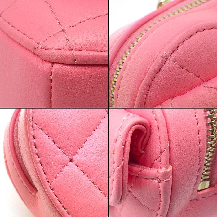 Chanel Shoulder Bag Quilted Heart Chain Mini Pouch Onwards Pink Lambskin Gold — view 8