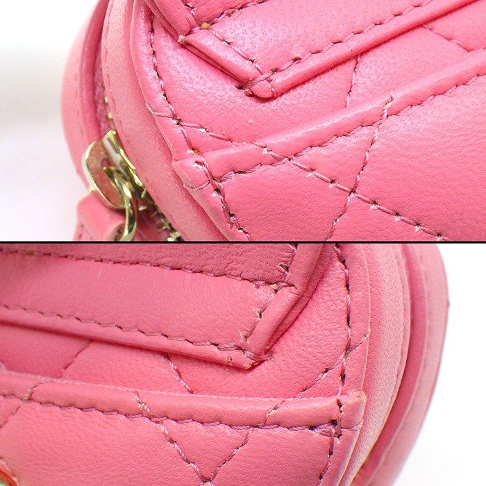 Chanel Shoulder Bag Quilted Heart Chain Mini Pouch Onwards Pink Lambskin Gold — view 9