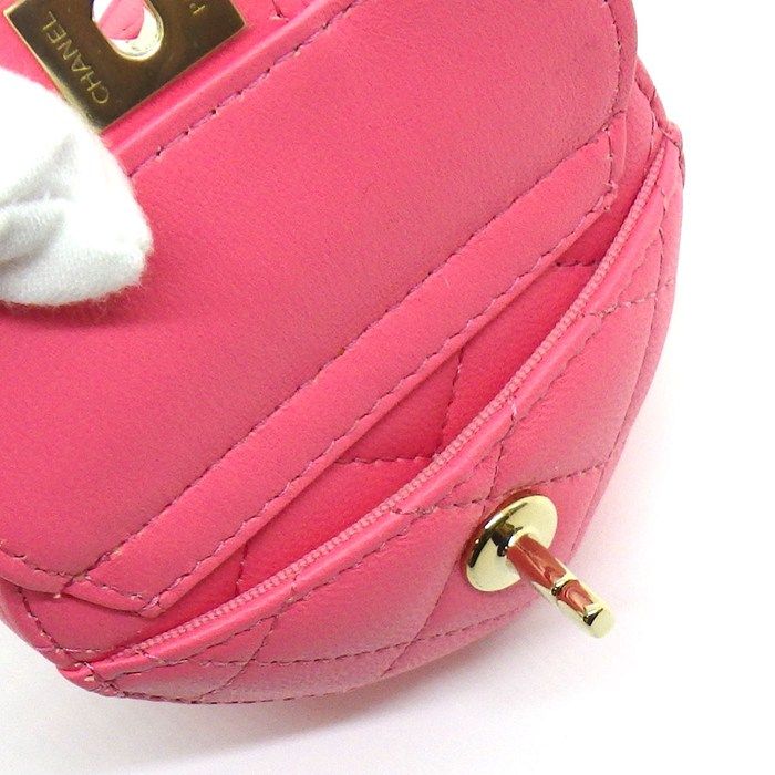 Chanel Shoulder Bag Quilted Heart Chain Mini Pouch Onwards Pink Lambskin Gold — view 6