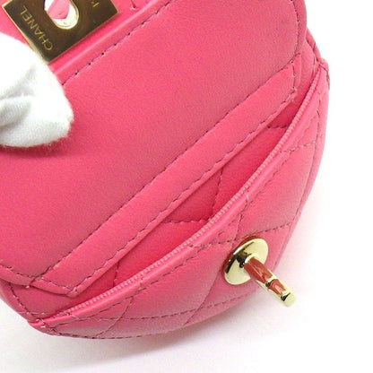 Chanel Shoulder Bag Quilted Heart Chain Mini Pouch Onwards Pink Lambskin Gold — view 6