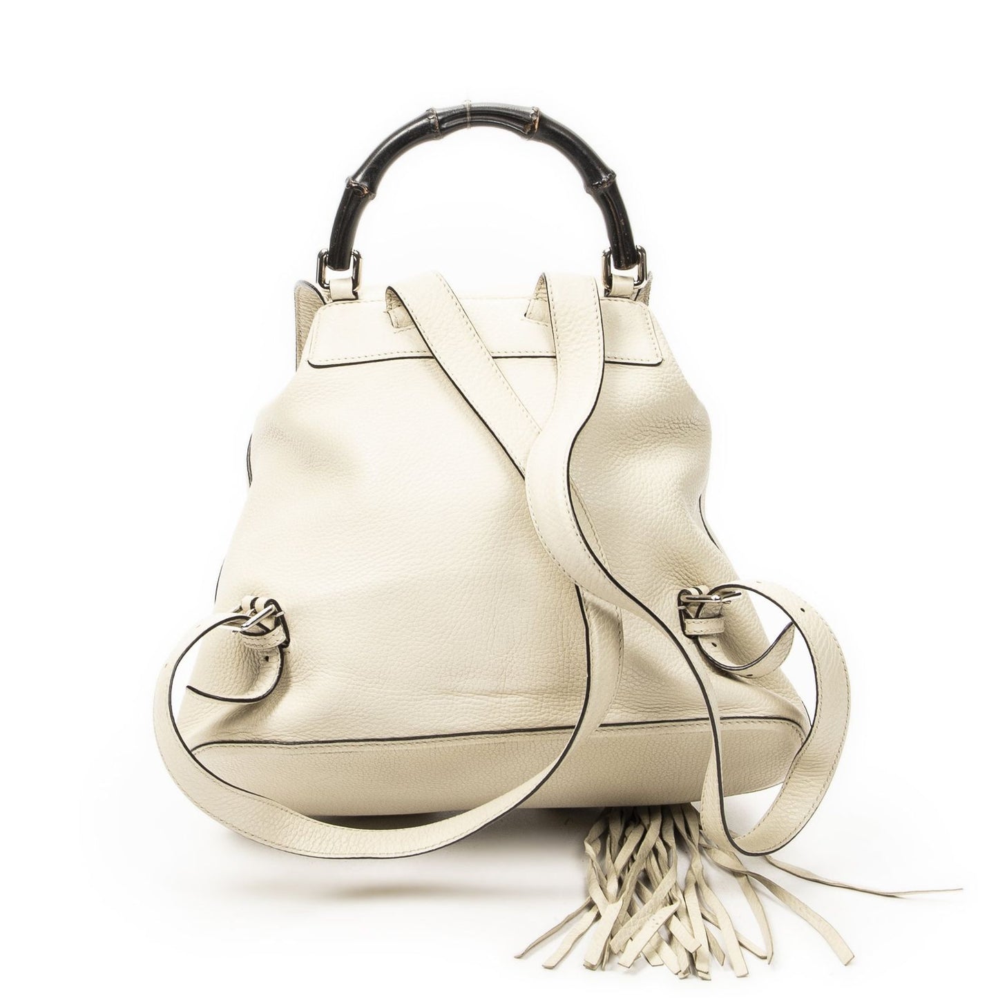 Gucci Bamboo Backpack Tassel Ivory Gray Calfskin Leather — view 5