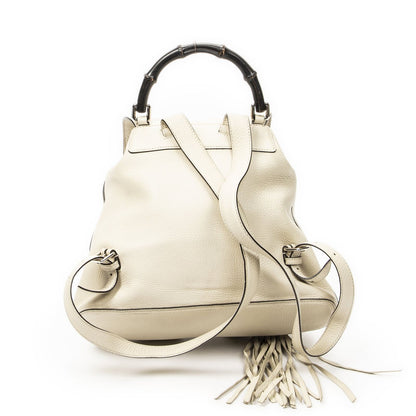 Gucci Bamboo Backpack Tassel Ivory Gray Calfskin Leather — view 5