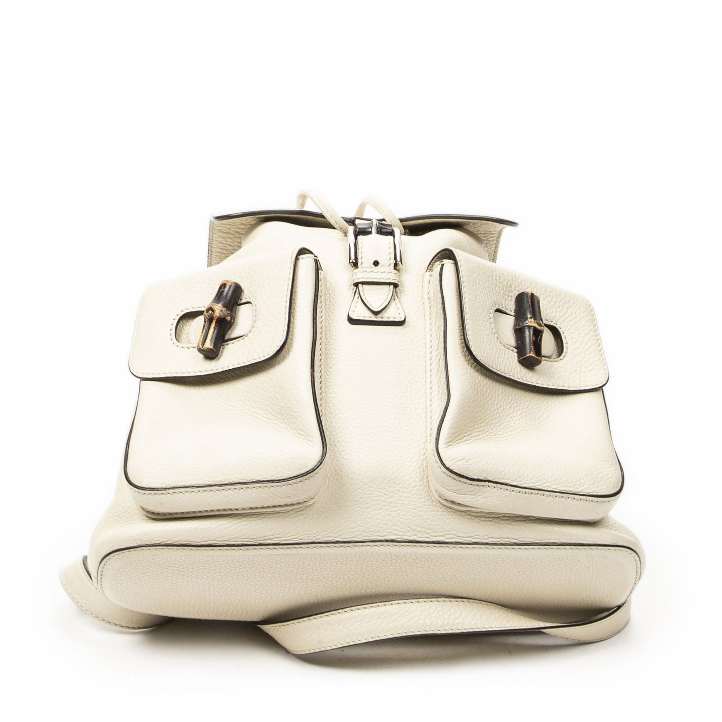 Gucci Bamboo Backpack Tassel Ivory Gray Calfskin Leather — view 6