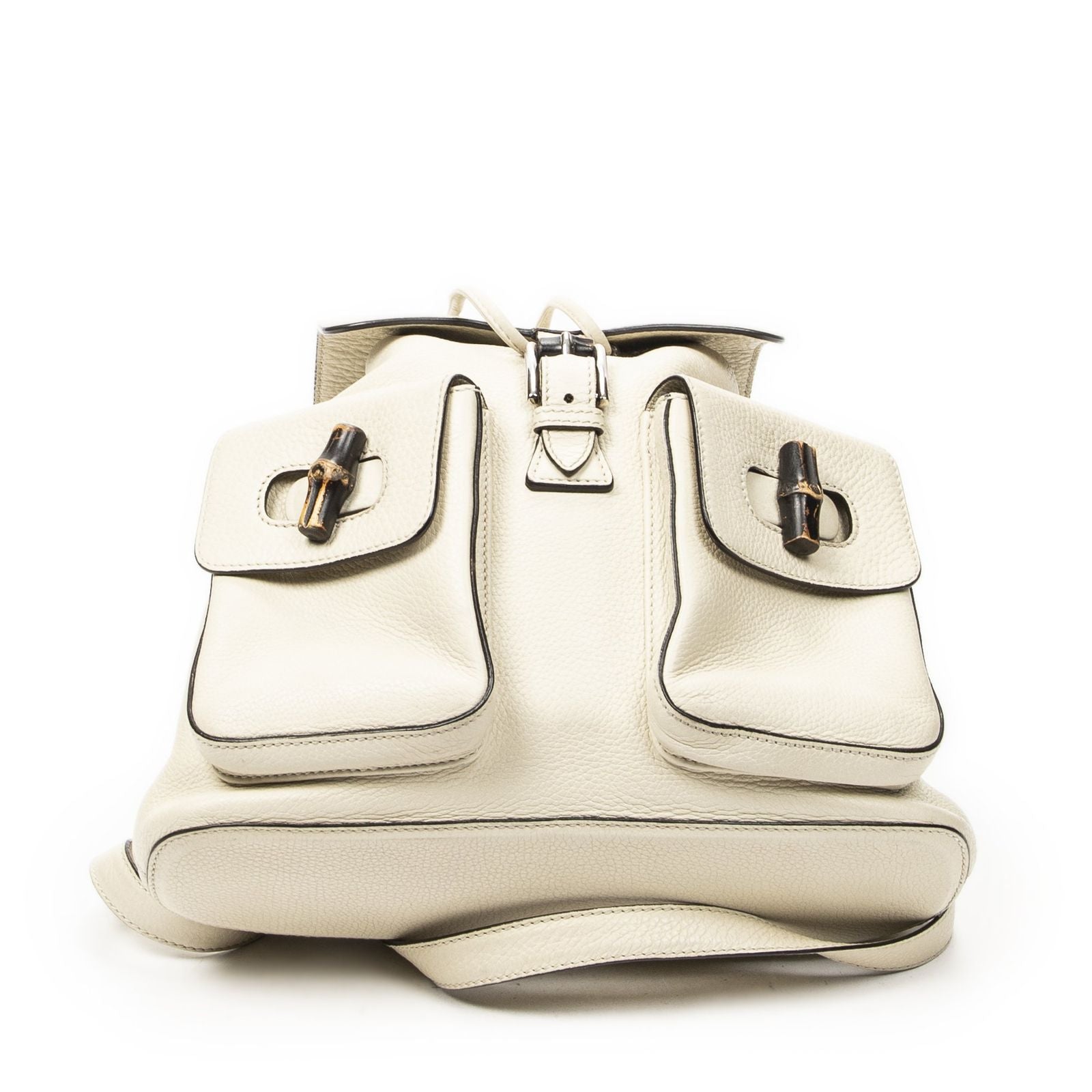 Gucci Bamboo Backpack Tassel Ivory Gray Calfskin Leather — view 6