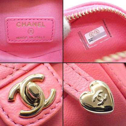 Chanel Shoulder Bag Quilted Heart Chain Mini Pouch Onwards Pink Lambskin Gold — view 7