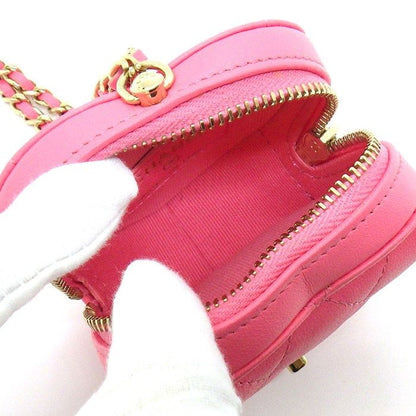 Chanel Shoulder Bag Quilted Heart Chain Mini Pouch Onwards Pink Lambskin Gold — view 5