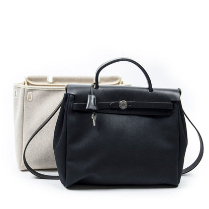 Hermes Herbag 2 in Beige Toile Officier Handbag