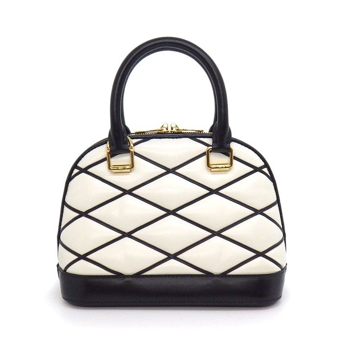 Louis Vuitton Handbag Alma BB Maltage White Black Lambskin Gold — view 2