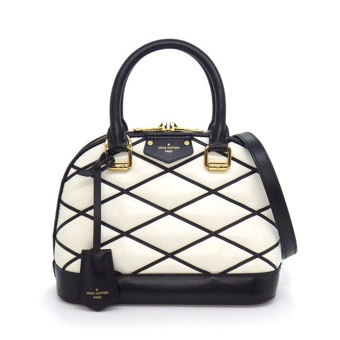 Louis Vuitton Handbag Alma BB Maltage White Black Lambskin Gold