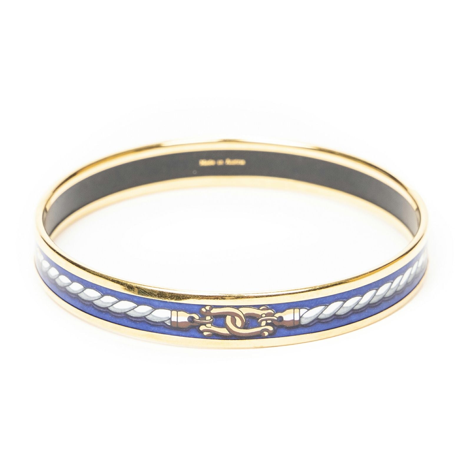Hermes Enamel Bangle Blue White Rope Motif Bracelet — view 3