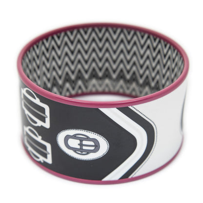 Hermes Enamel Bangle Pink Black Buckle Motif Bracelet — view 3