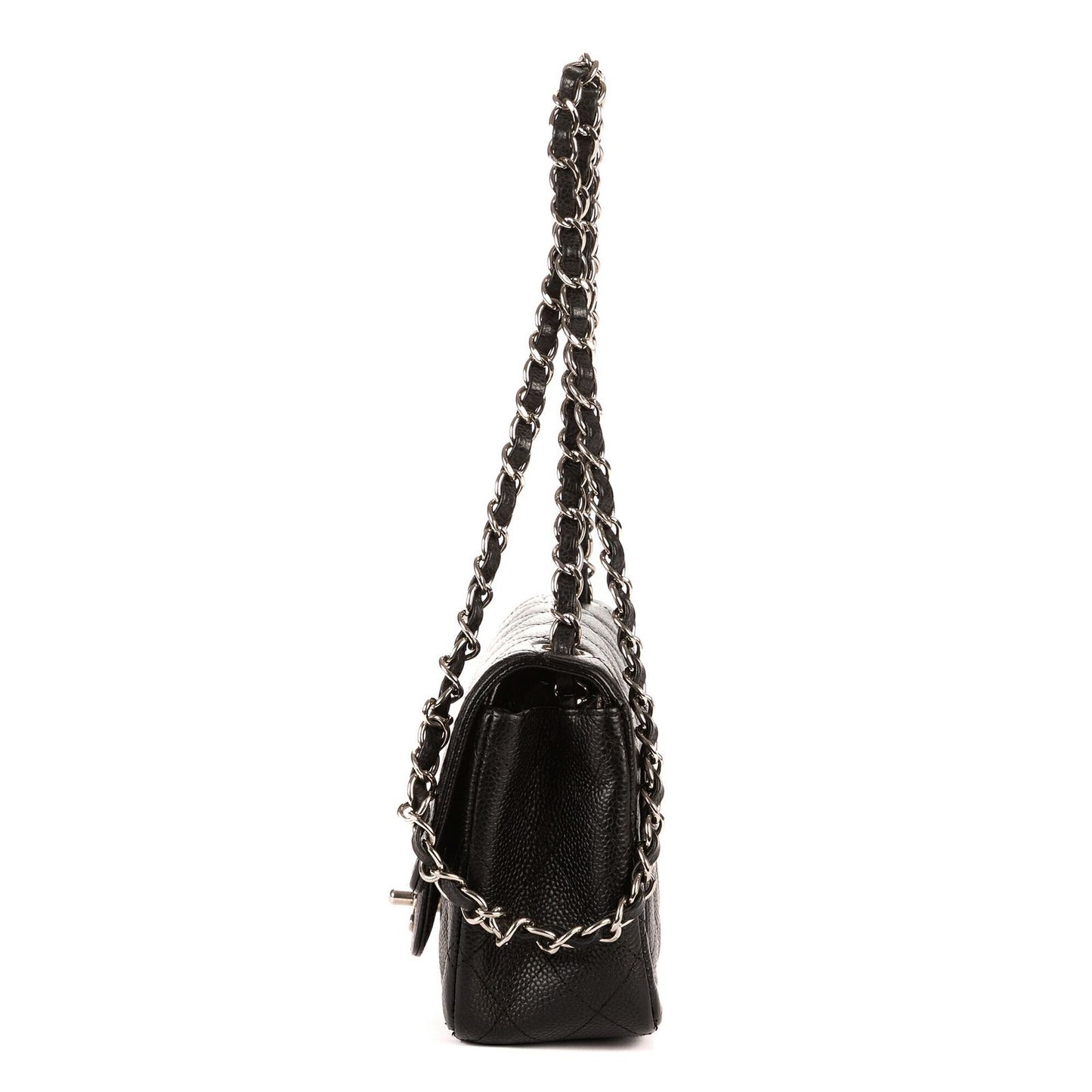 Chanel Mini Classic Single Flap Black Gray Calfskin Leather — view 3