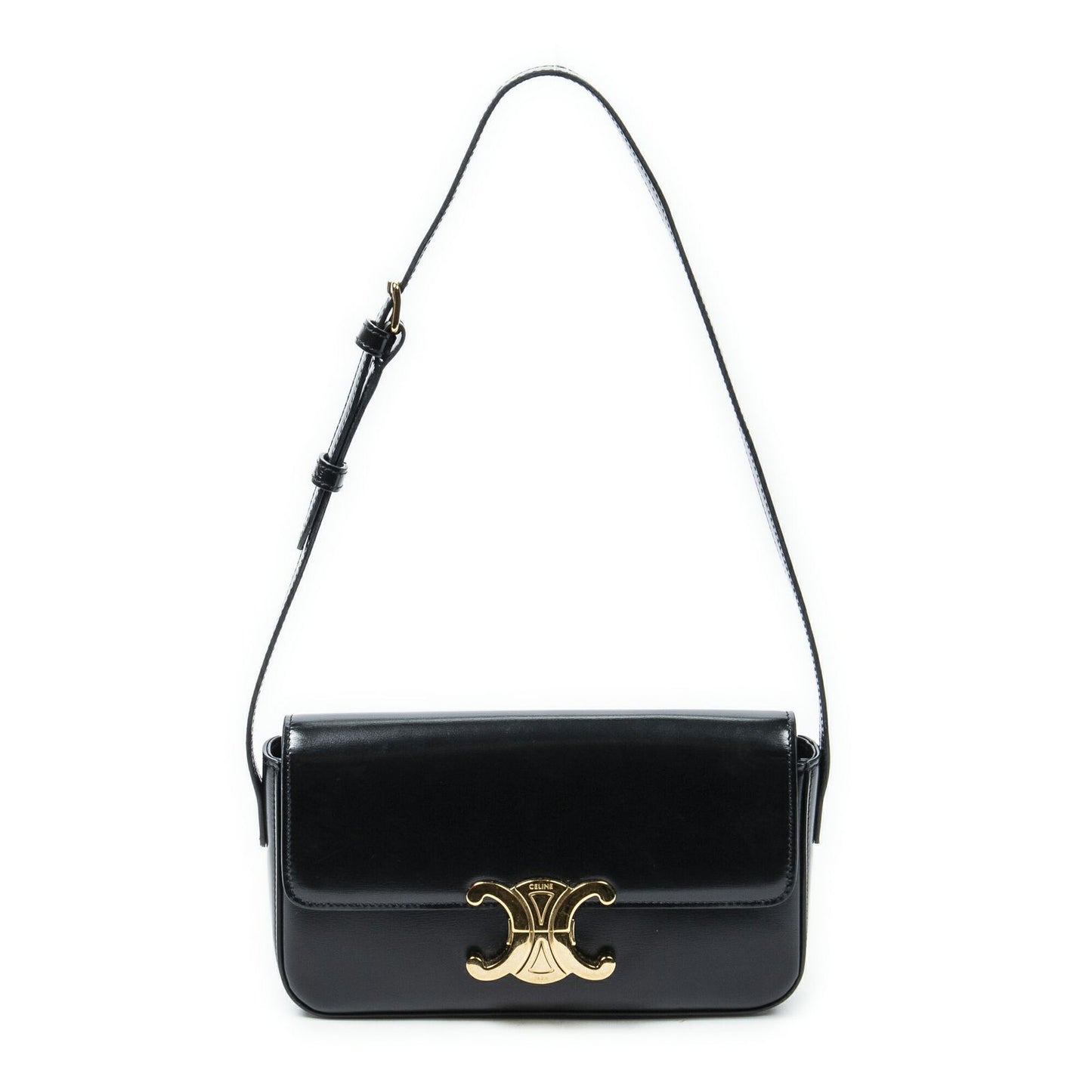 Celine Claude Black Smooth Scarf Skin Leather