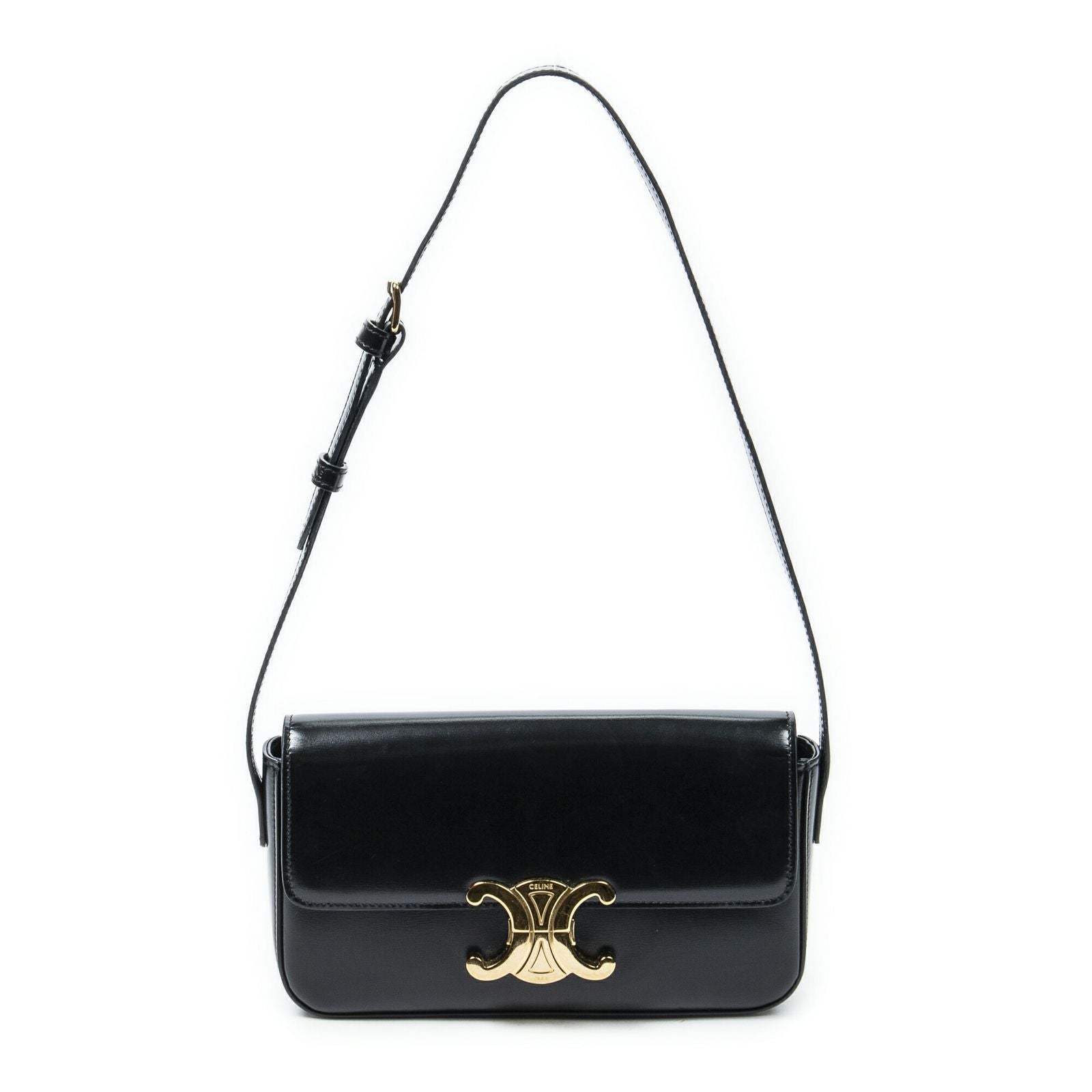 Celine Claude Black Smooth Scarf Skin Leather