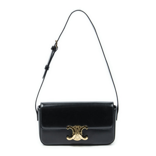 Celine Claude Black Smooth Scarf Skin Leather