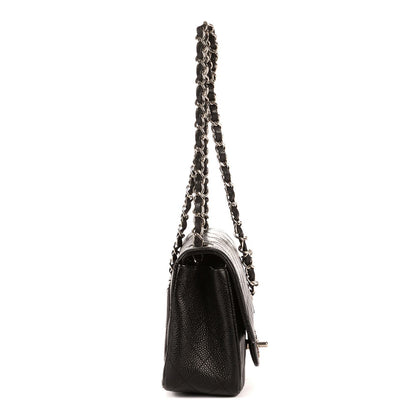 Chanel Mini Classic Single Flap Black Gray Calfskin Leather — view 4