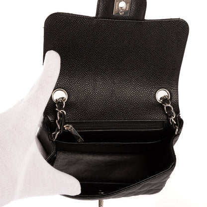 Chanel Mini Classic Single Flap Black Gray Calfskin Leather — view 9
