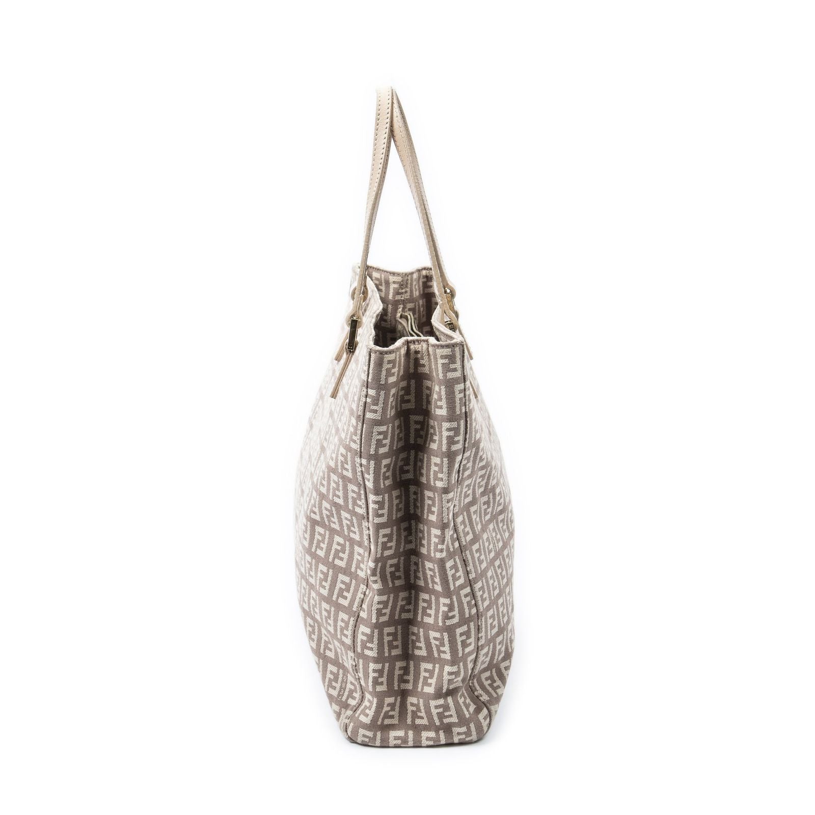 Fendi Small Square Shopping Tote Light Pink Zucchino Canvas — view 3