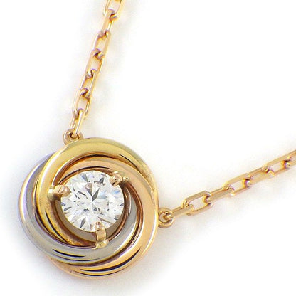 Cartier Necklace Trinity Three Color 1 Point Diamond 18k Pink Gold 18k White