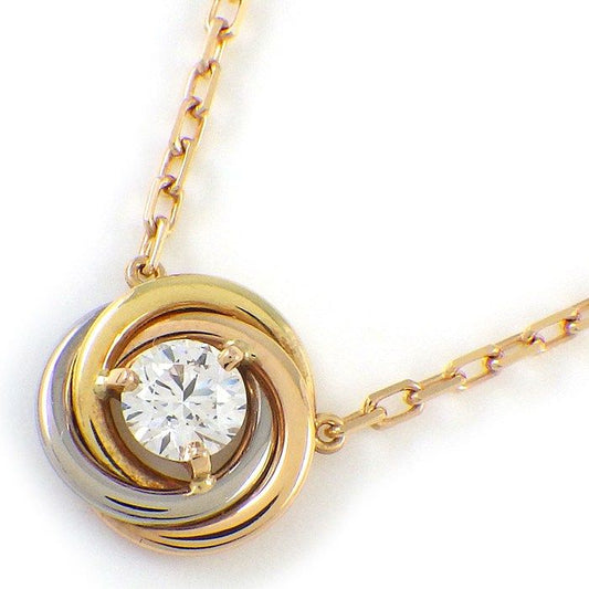 Cartier Necklace Trinity Three Color 1 Point Diamond 18k Pink Gold 18k White