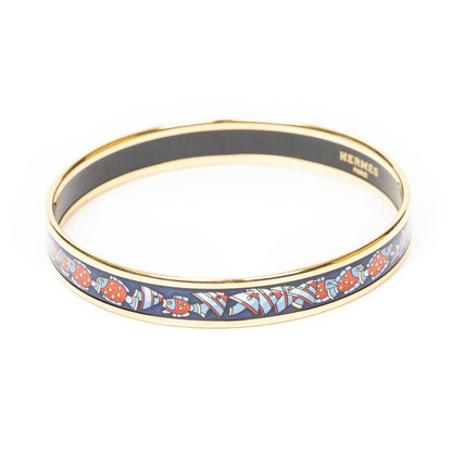 Hermes Enamel Bangle Navy Red Fish Motif Bracelet — view 2